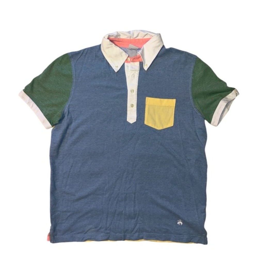 Brooks Brothers Slim Fit Color Block Polo Shirt Shirt Sleeve Size Large